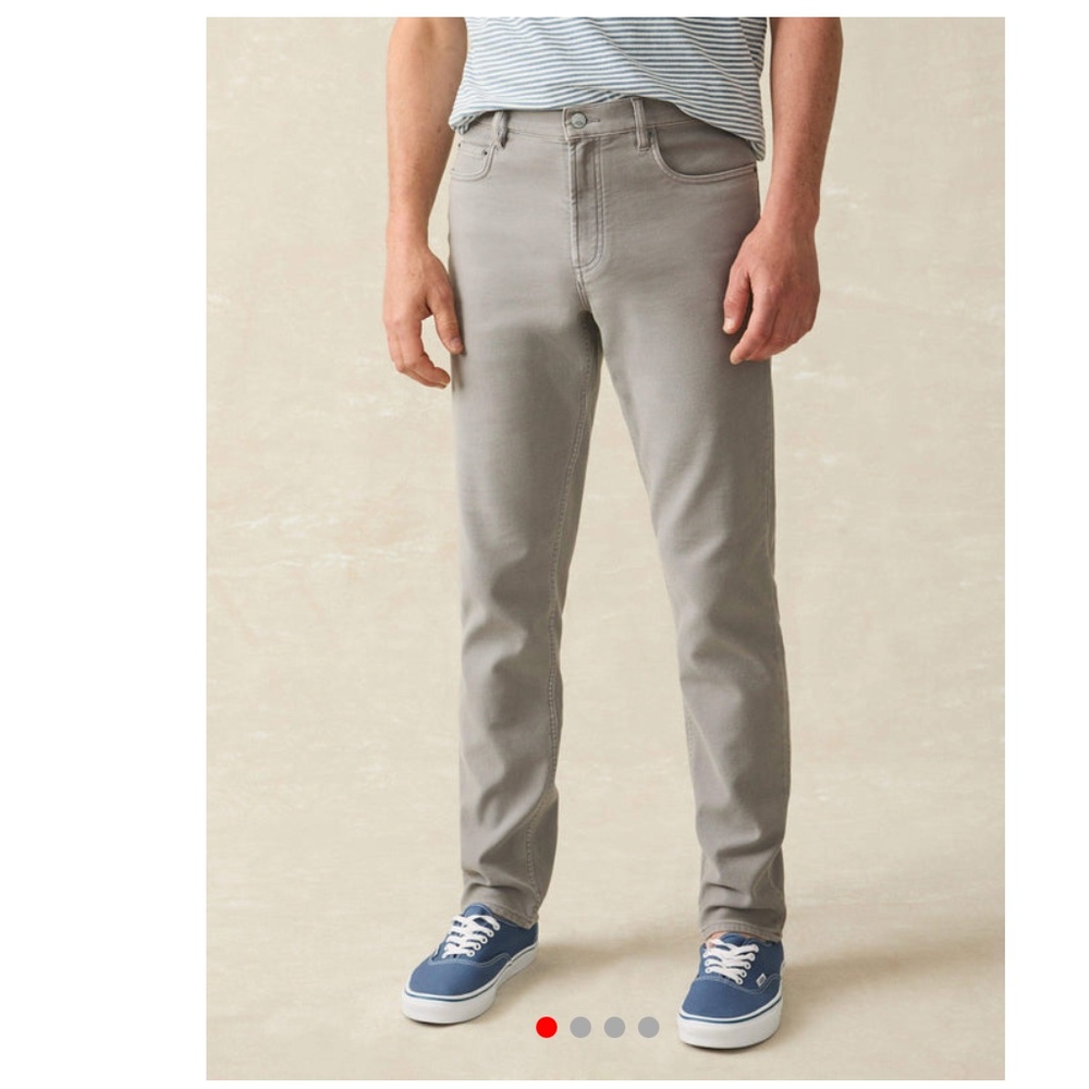 Faherty Men’s Stretch Terry 5-Pocket Pant Iron Grey Classic Fit Size 34 Casual